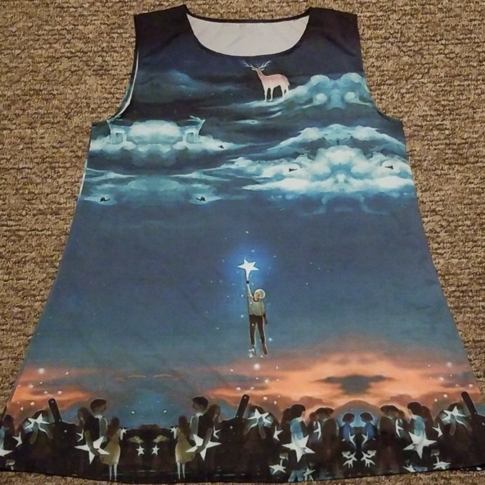 Stary night long sleeveless shirt